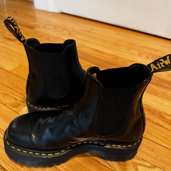 Dr. Martens Black Ankle Boots with Yellow Stitching - Picture 4 of 9
